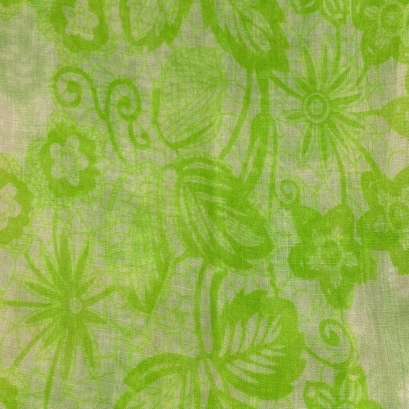 Bright Green Floral Leaf Vine Whimsical Bohemian Artsy Scarf Lightweight Pretty - Picture 15 of 17